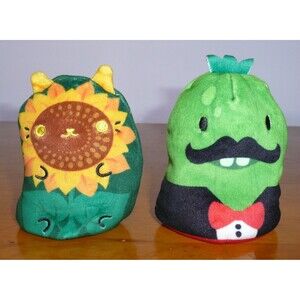 2 Cats Vs. Pickles Plush Bean Bag Sunny Sunflower Cat + Fitzgherkin Fancy Pickle
